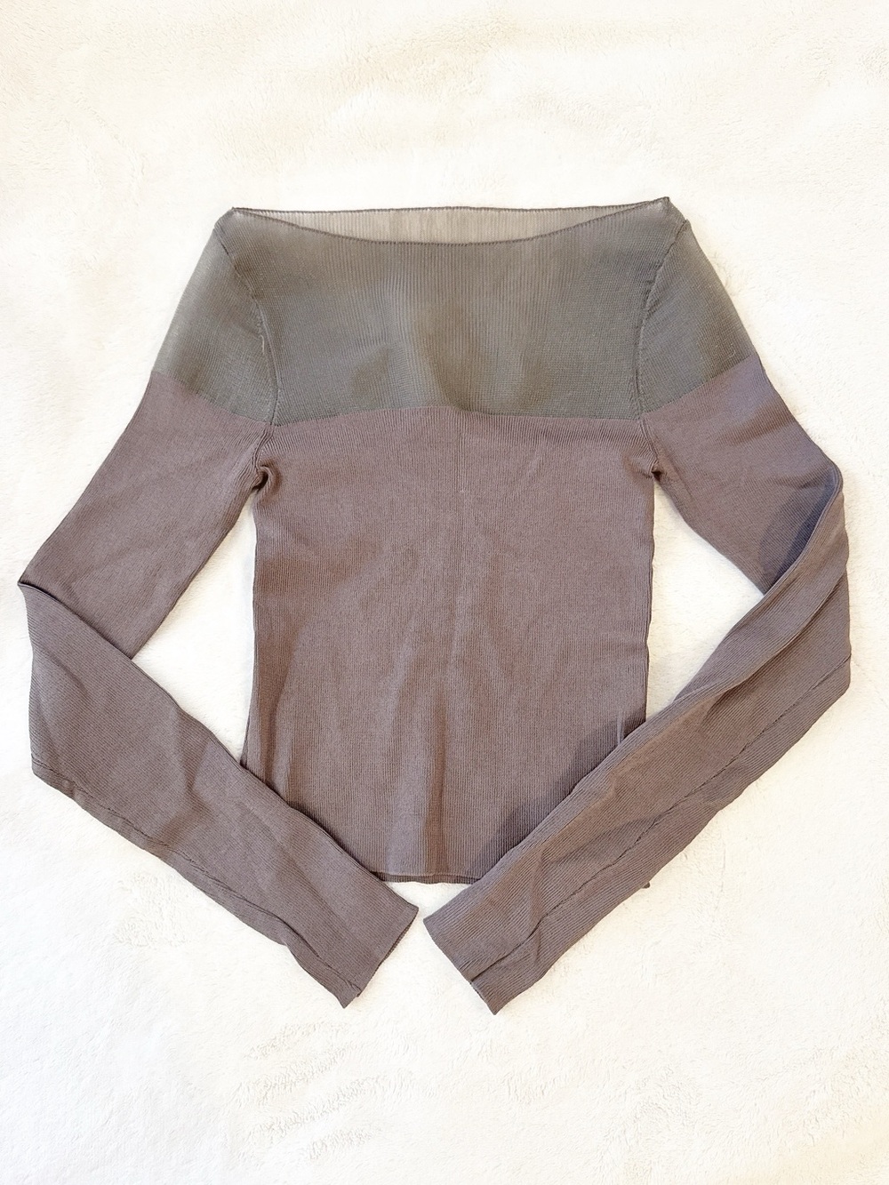 ZARA Boatneck Mesh Knit Top Size S
Olive